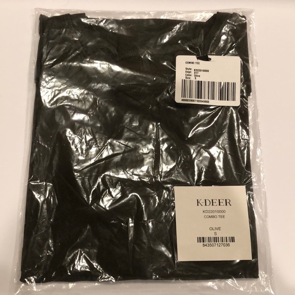 K-DEER NWT COMBO TEE SHIRT OLIVE GREEN TOP - Picture 4 of 6